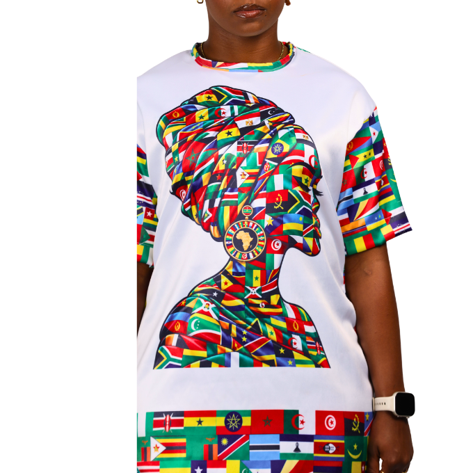 Luxury All African Flags Heritage Tunic Shirt with Matching Head Wrap