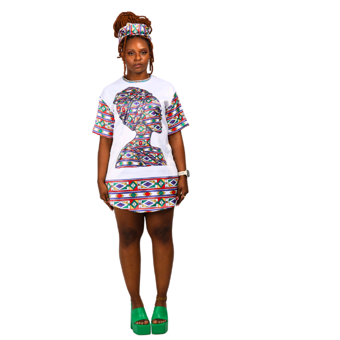 Luxury Original Ndebele Heritage Tunic Shirt with Matching Head Wrap