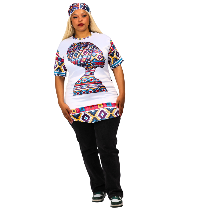Luxury New Ndebele Heritage Tunic Shirt with Matching Head Wrap