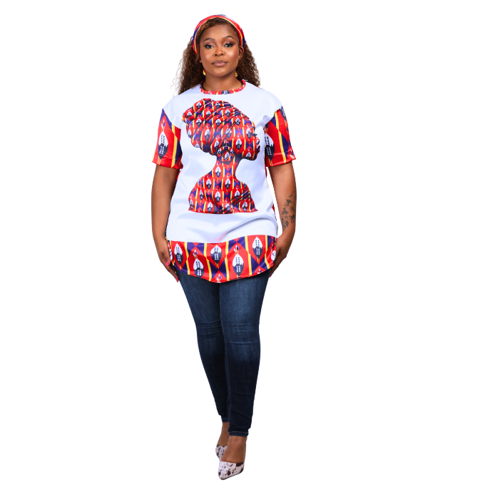 Luxury Swati Heritage Tunic Shirt with Matching Head Wrap