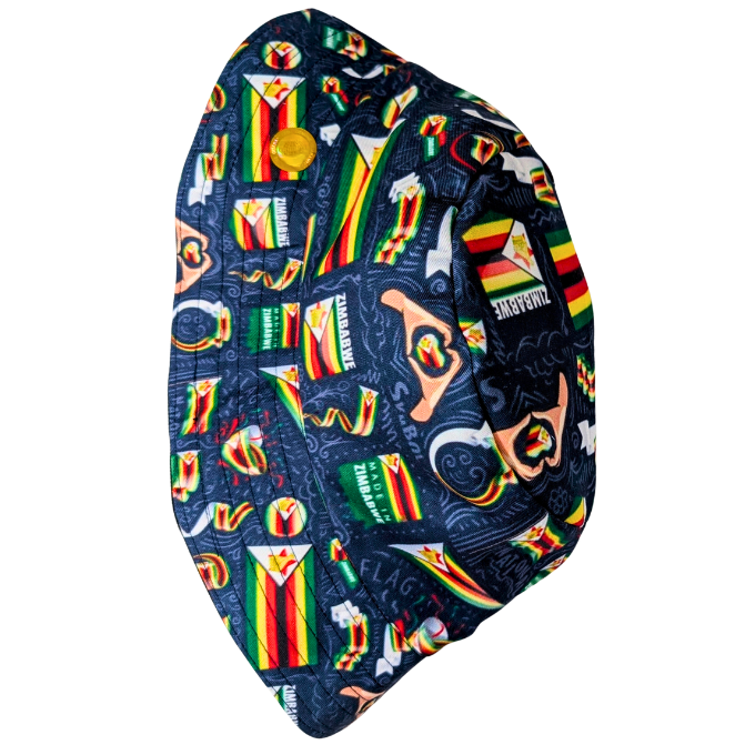 Navy Zimbabwe Zim Flag of Flags Bucket Hat - Tribe Afrique