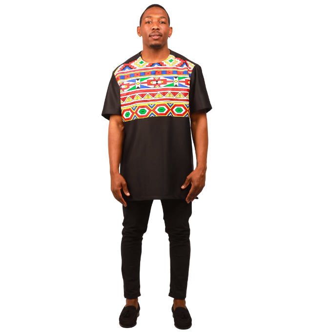 Orange Ndebele Mens Formal African Shirt by Tribe Afrique