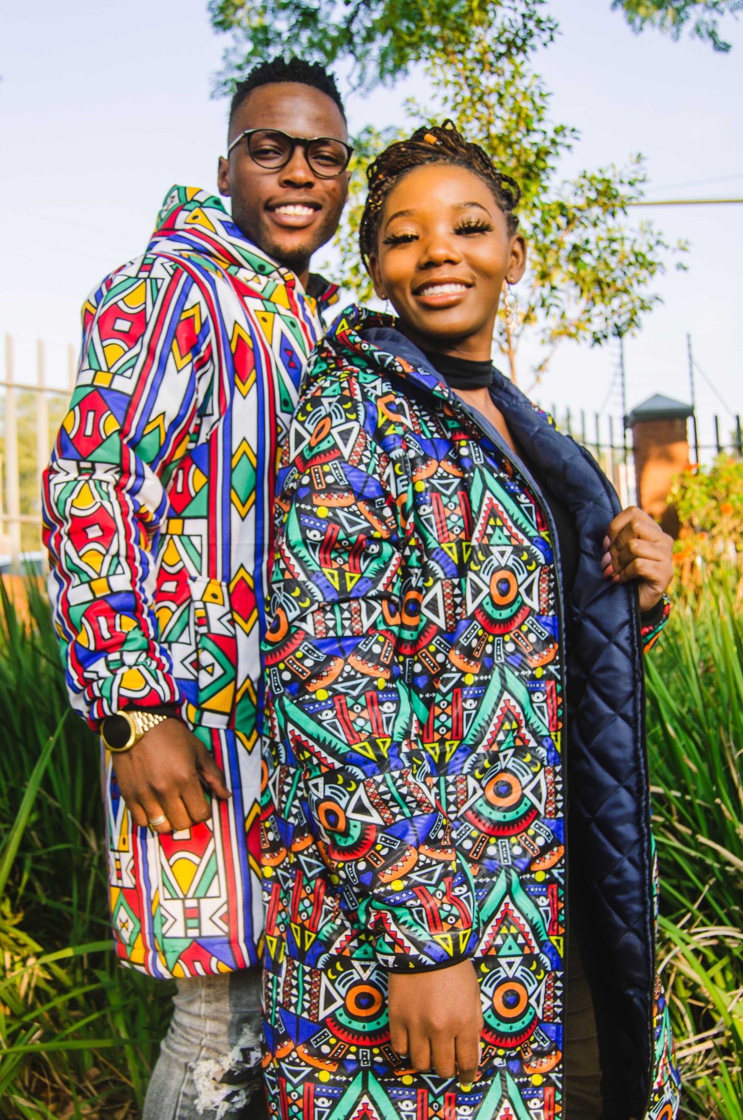 Blue Kai Extra Long Jacket with Removable hood Tribe Afrique