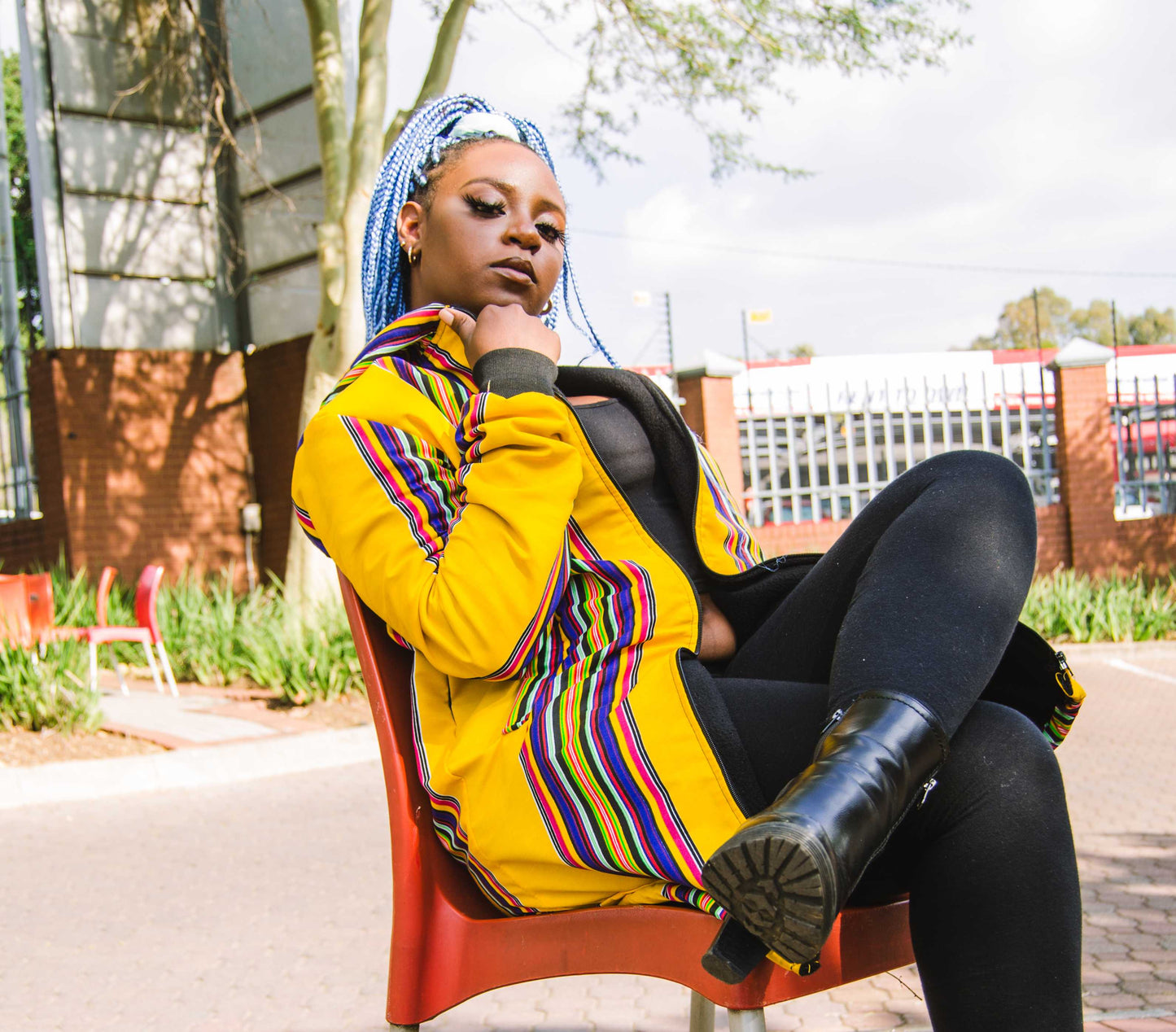 Yellow Venda Extra Long Jacket with Removable hood Tribe Afrique