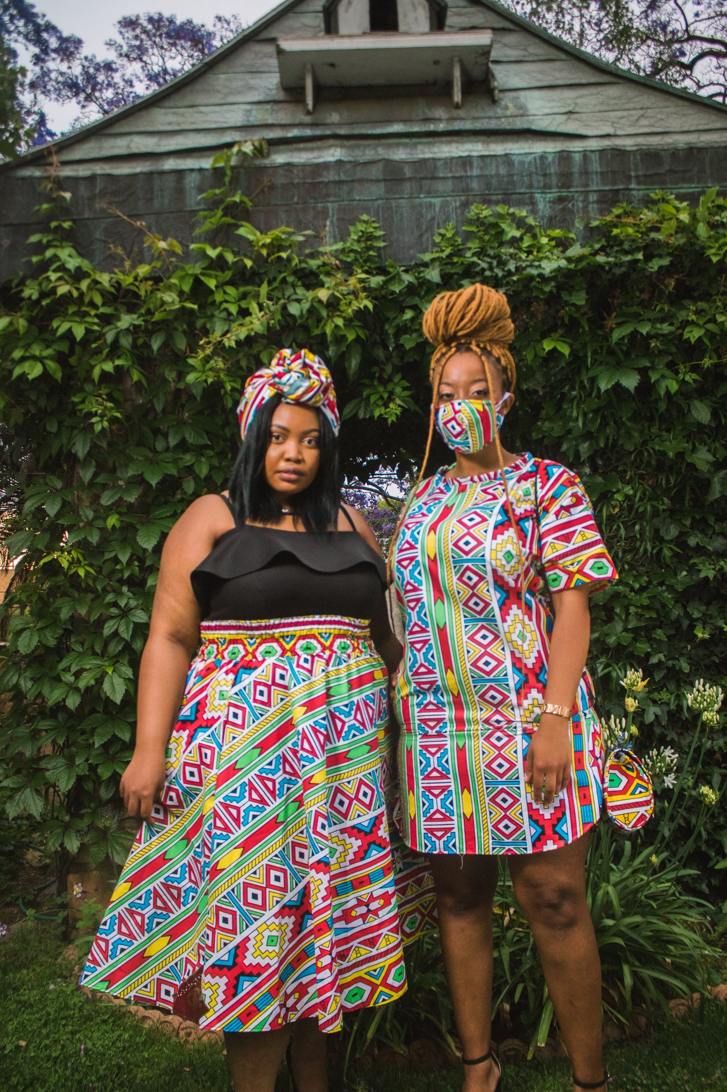 Orange Ndebele African Long Shirt by Tribe Afrique Tribe Afrique