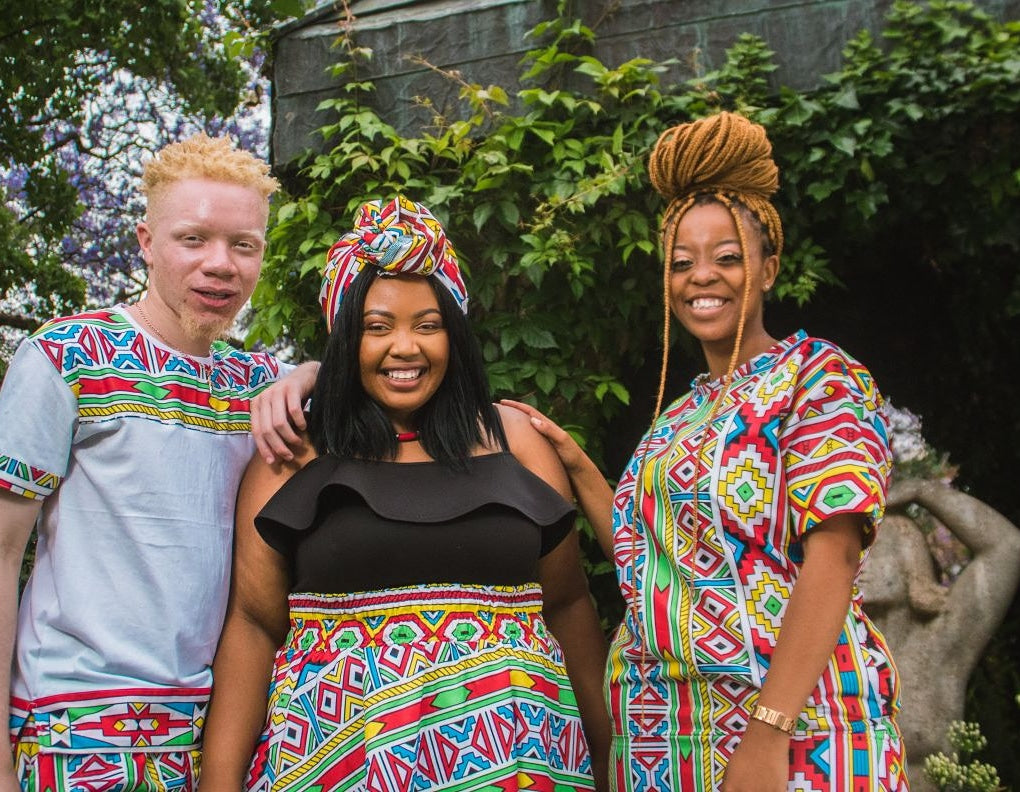 Orange Ndebele High Waist Skirt by Tribe Afrique (With Pockets) Tribe Afrique