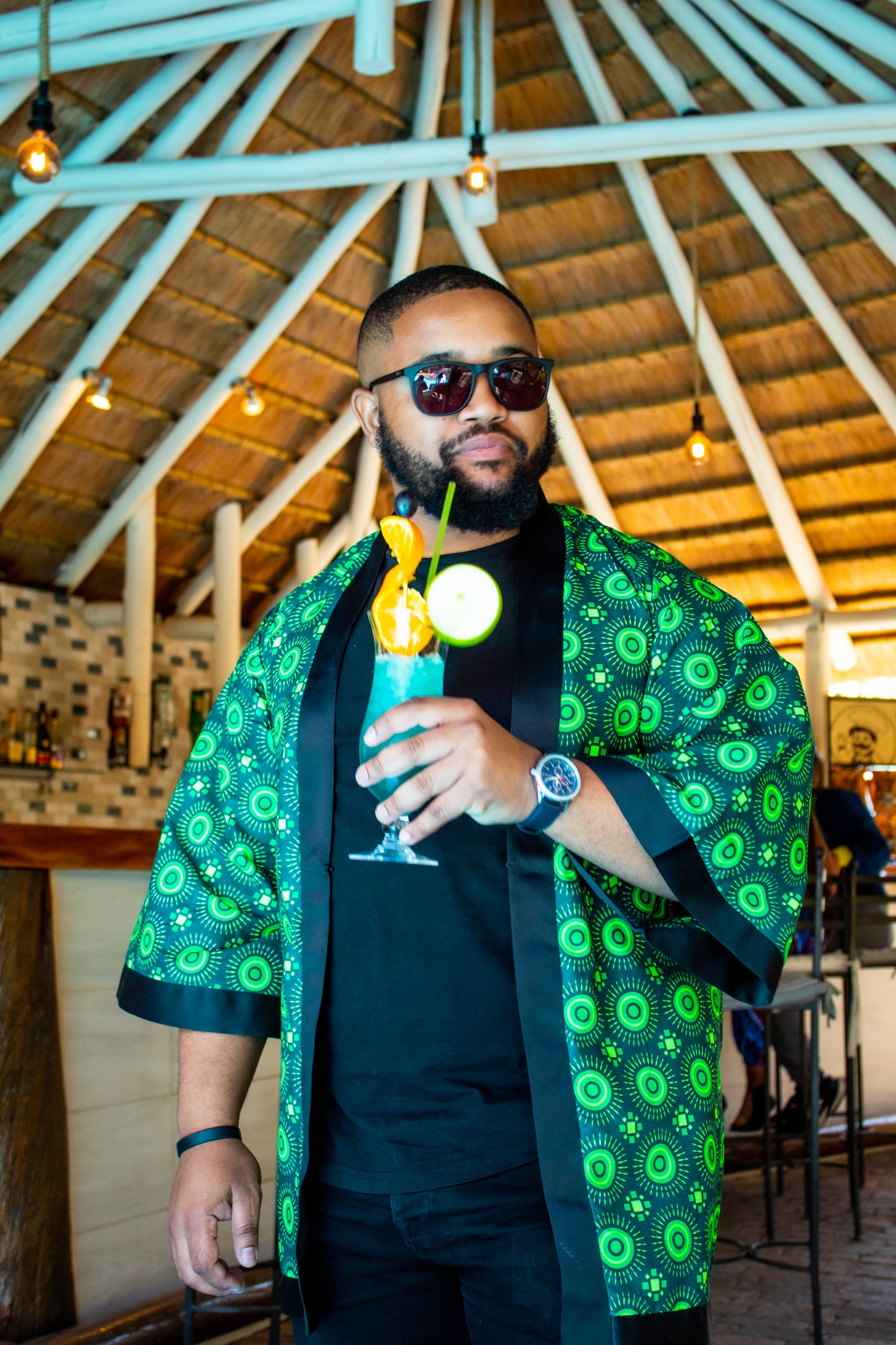 Green Ahanta African Kimono Tribe Afrique