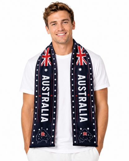 Proudly Australian Aussie Love Double-Sided Fleece Scarf for supporters by Tribe Afrique