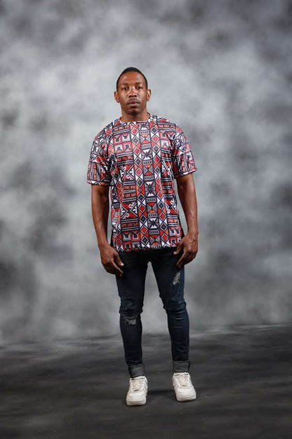 Red Khoisan  African Summer Shirt by Tribe Afrique - Tribe Afrique