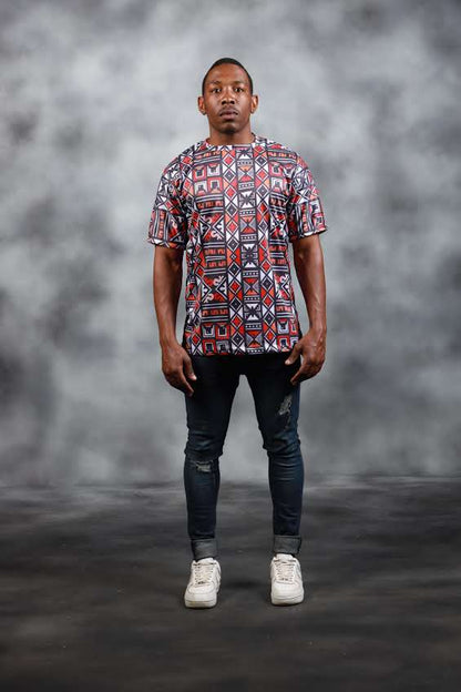 Red Khoisan  African Summer Shirt by Tribe Afrique - Tribe Afrique