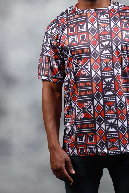 Red Khoisan  African Summer Shirt by Tribe Afrique - Tribe Afrique