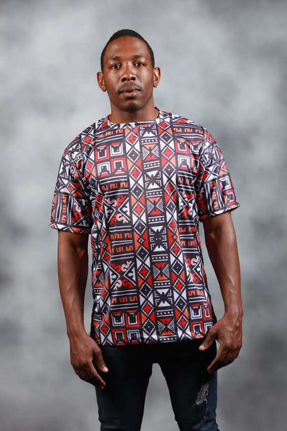 Red Khoisan  African Summer Shirt by Tribe Afrique - Tribe Afrique