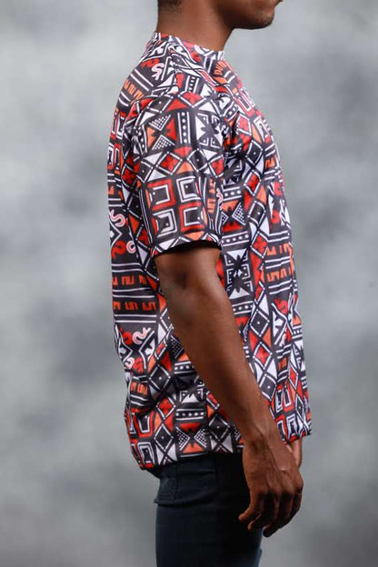 Red Khoisan  African Summer Shirt by Tribe Afrique - Tribe Afrique