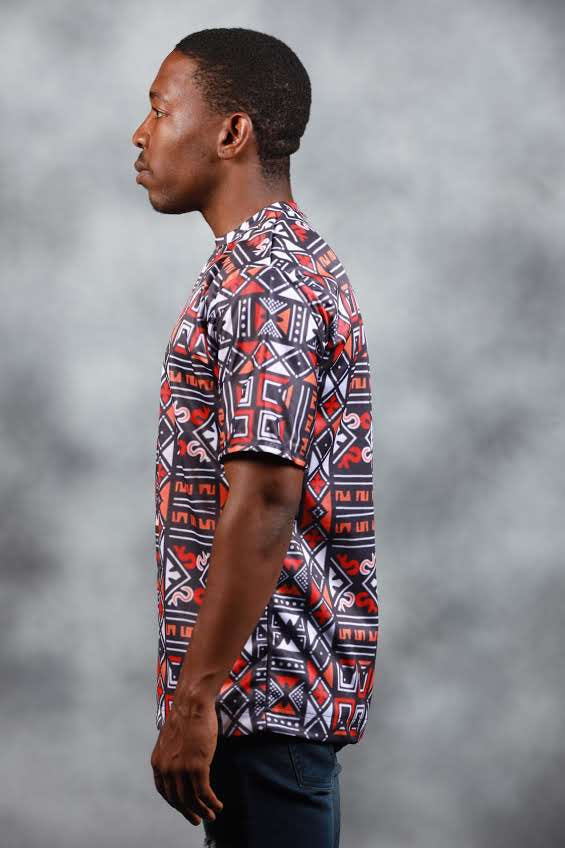 Red Khoisan  African Summer Shirt by Tribe Afrique - Tribe Afrique