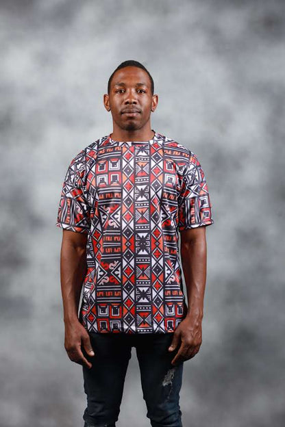 Red Khoisan  African Summer Shirt by Tribe Afrique - Tribe Afrique
