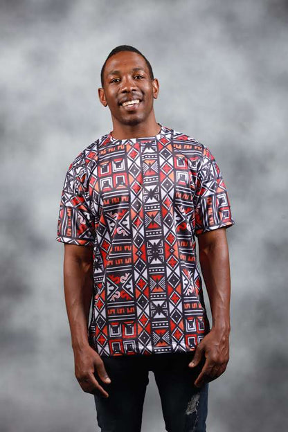Red Khoisan  African Summer Shirt by Tribe Afrique - Tribe Afrique