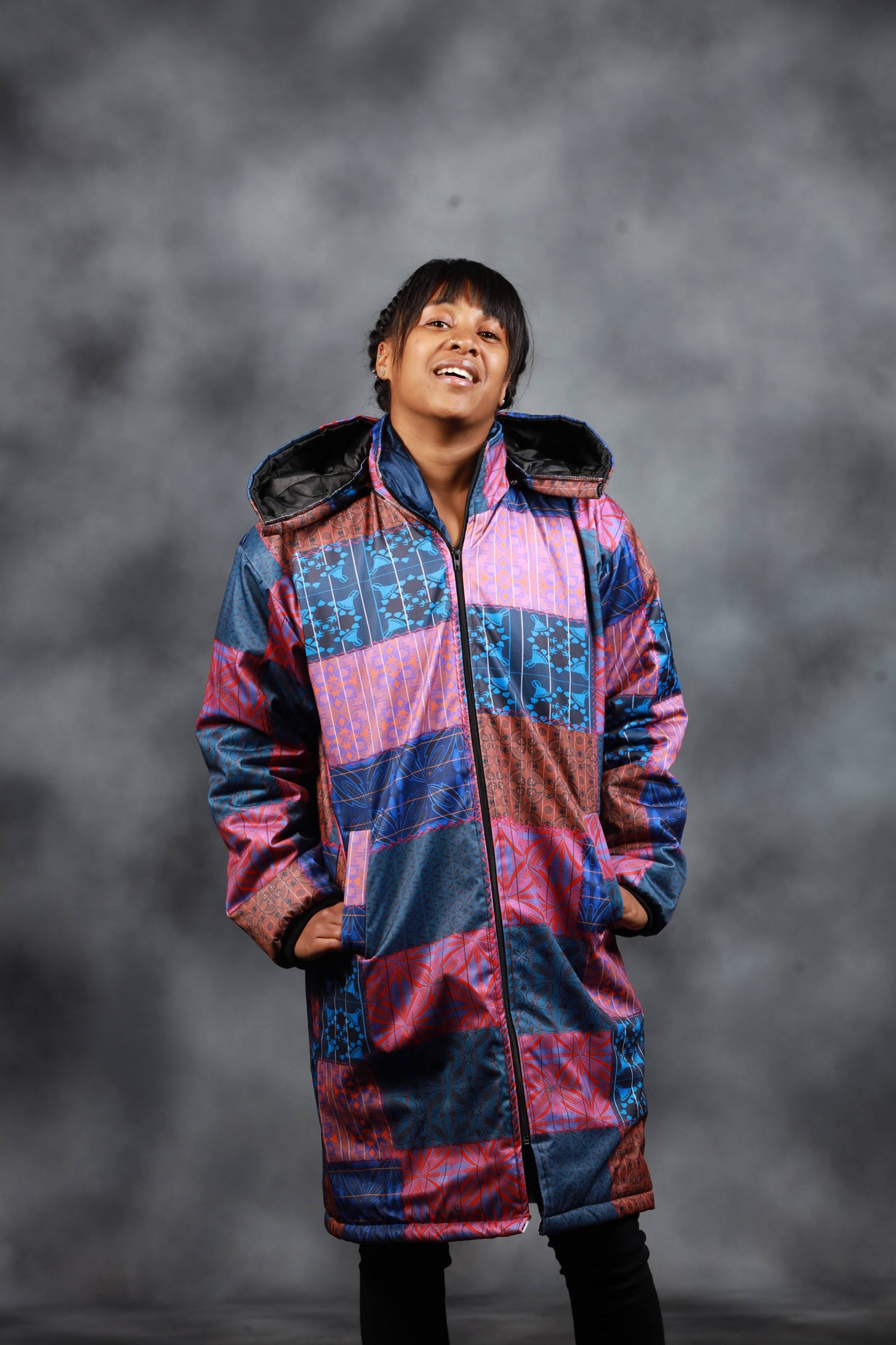 Sotho All Nation Extra Long Jacket with Removable hood - Tribe Afrique