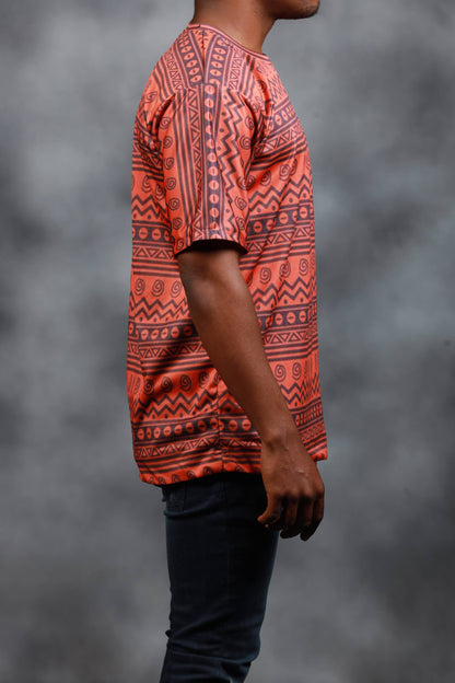 Orange Khoisan African Summer Shirt by Tribe Afrique - Tribe Afrique