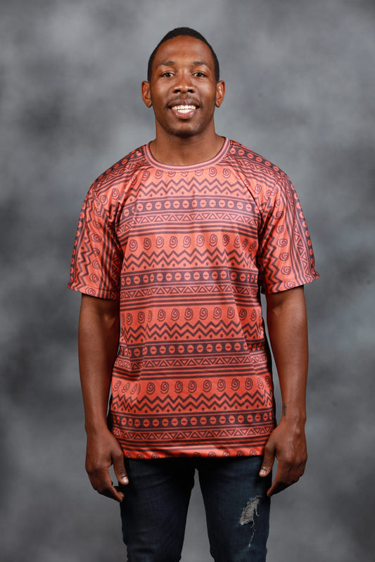Orange Khoisan African Summer Shirt by Tribe Afrique - Tribe Afrique