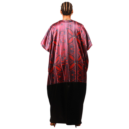 Red Sotho African Bubu Dress (Kaftan) with Matching Headwrap by Tribe Afrique - Tribe Afrique