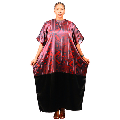 Red Sotho African Bubu Dress (Kaftan) with Matching Headwrap by Tribe Afrique - Tribe Afrique