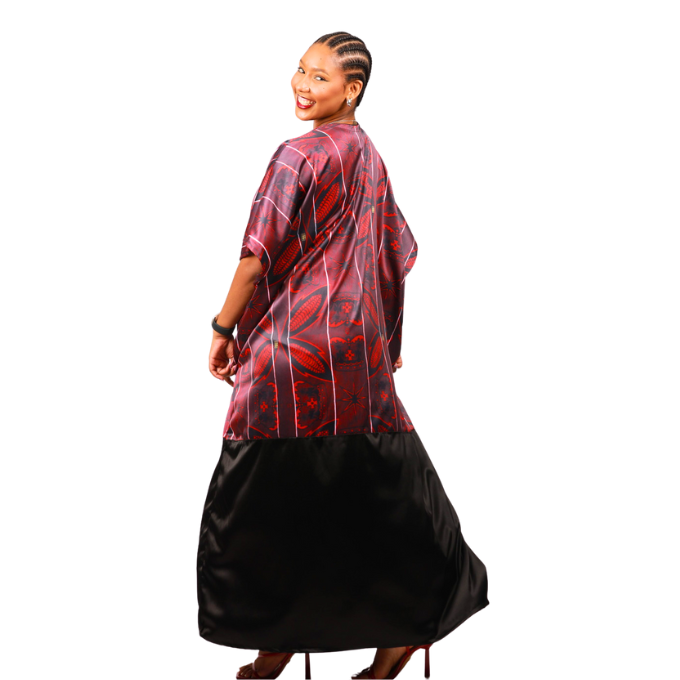 Red Sotho African Bubu Dress (Kaftan) with Matching Headwrap by Tribe Afrique - Tribe Afrique