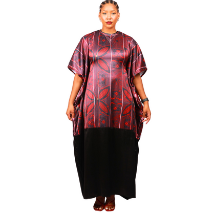 Red Sotho African Bubu Dress (Kaftan) with Matching Headwrap by Tribe Afrique - Tribe Afrique