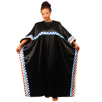 Amabhinca on Black Satin African Bubu Dress by Tribe Afrique (Kaftan) - Tribe Afrique