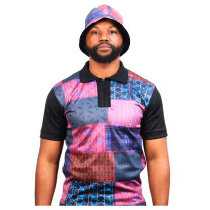 Basotho All Nations Heritage African Golf Shirt with Matching Bucket Hat by Tribe Afrique - Tribe Afrique