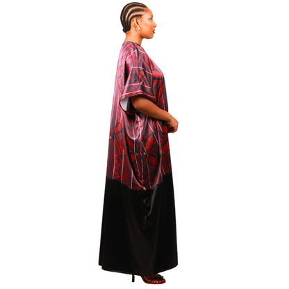 Red Sotho African Bubu Dress (Kaftan) with Matching Headwrap by Tribe Afrique - Tribe Afrique