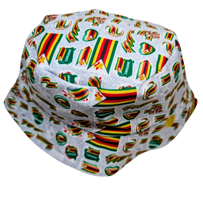 White Zimbabwe Zim Flag of Flags Bucket Hat - Tribe Afrique
