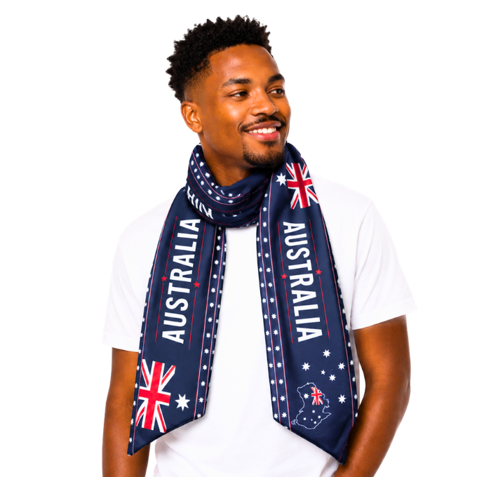 Proudly Australian Aussie Love Double-Sided Fleece Scarf for supporters by Tribe Afrique