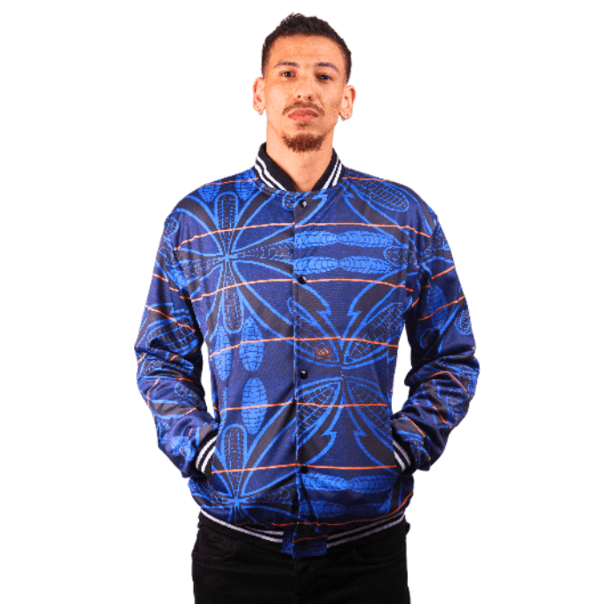 Blue Sotho African Bomber Jacket by Tribe Afrique - Tribe Afrique