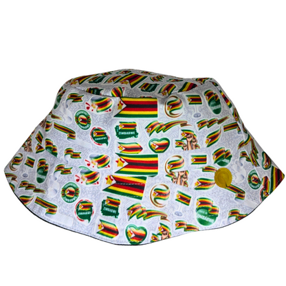 White Zimbabwe Zim Flag of Flags Bucket Hat - Tribe Afrique