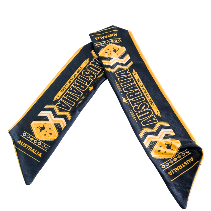 Australia Supporters Double-Sided Fleece Scarf, Green & Gold by Tribe Afrique