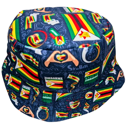 Navy Zimbabwe Zim Flag of Flags Bucket Hat - Tribe Afrique
