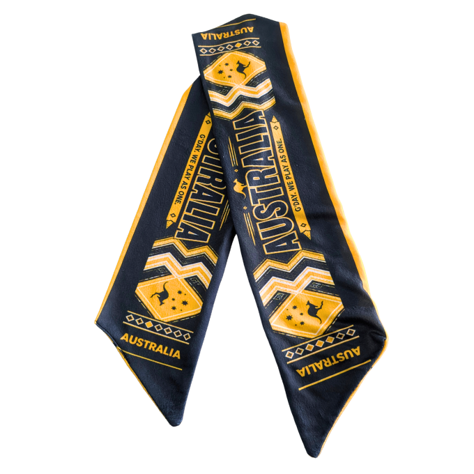 Australia Supporters Double-Sided Fleece Scarf, Green & Gold by Tribe Afrique