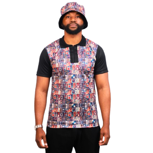 Mondlane Heritage African Golf Shirt with Matching Bucket Hat by Tribe Afrique - Tribe Afrique