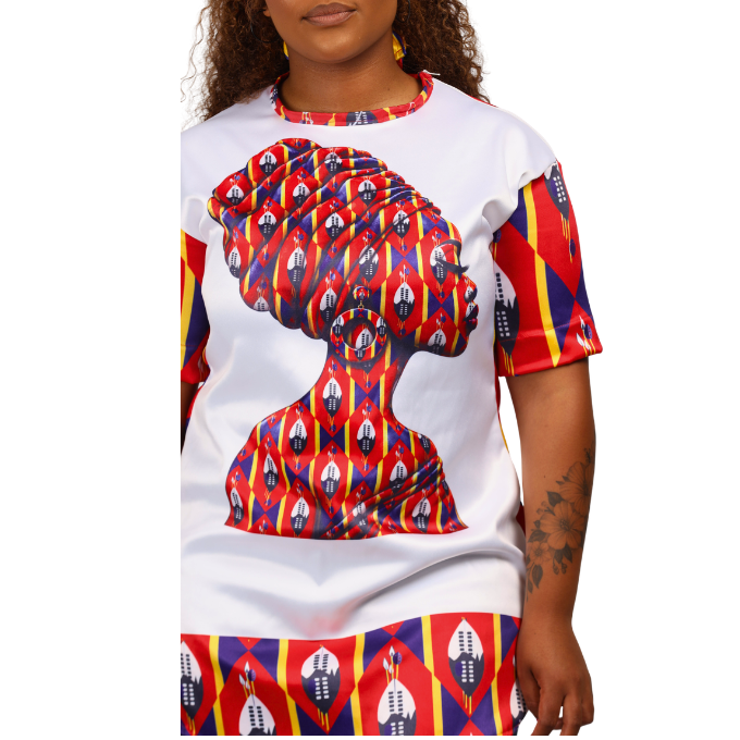 Luxury Swati Heritage Tunic Shirt with Matching Head Wrap