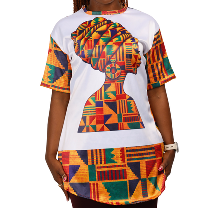 Luxury Kente Heritage Tunic Shirt with Matching Head Wrap