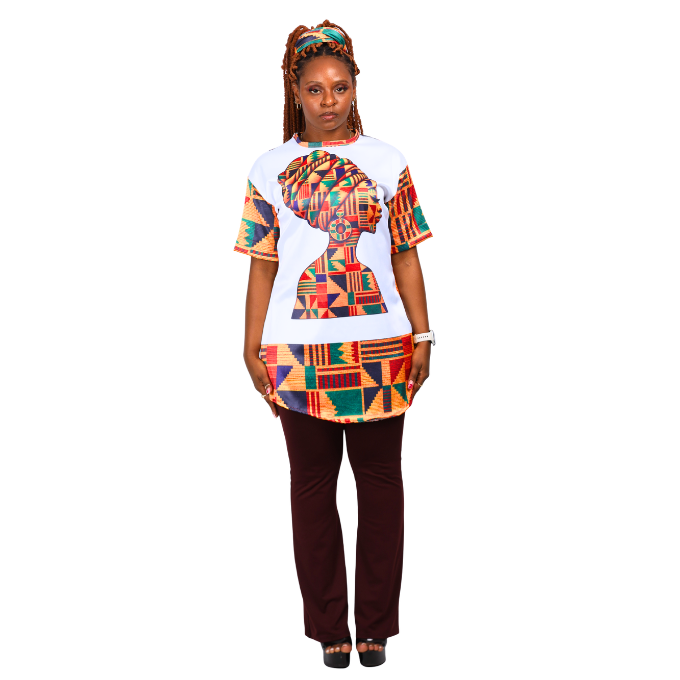 Luxury Kente Heritage Tunic Shirt with Matching Head Wrap