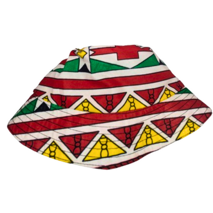 Orange Ndebele African Bucket hat by Tribe Afrique - Tribe Afrique