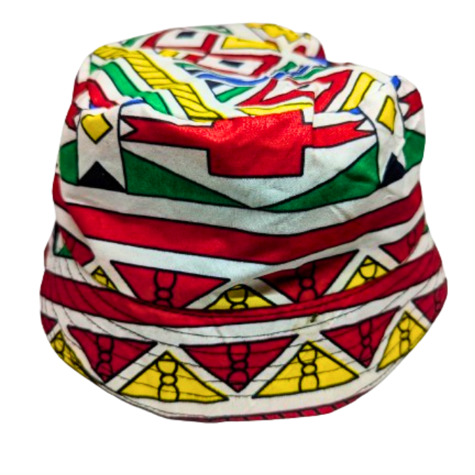 Orange Ndebele African Bucket hat by Tribe Afrique - Tribe Afrique