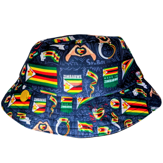 Navy Zimbabwe Zim Flag of Flags Bucket Hat - Tribe Afrique