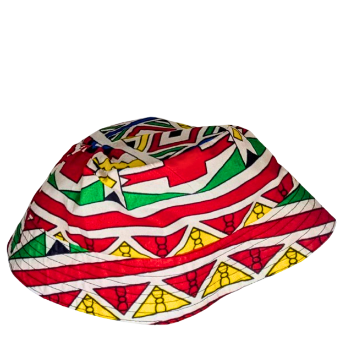 Orange Ndebele African Bucket hat by Tribe Afrique - Tribe Afrique