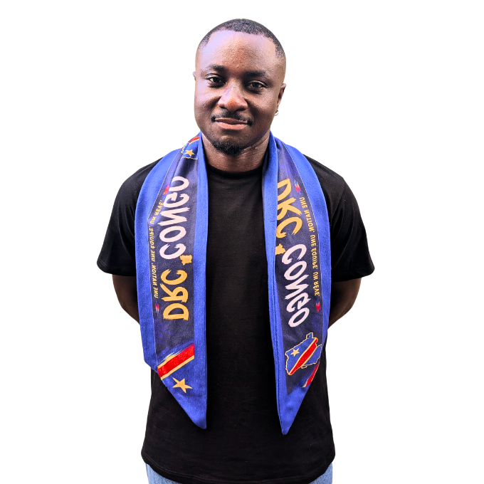 Proudly DRC Congo Leopards supporters Double-sided Fleece Scarf by Tribe Afrique
