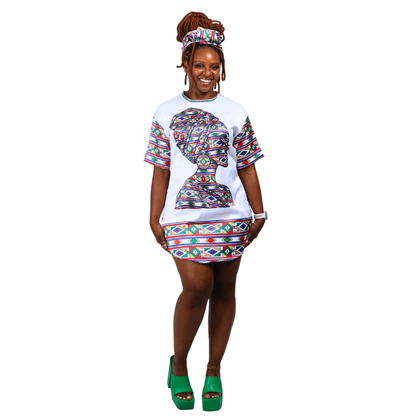 Luxury Original Ndebele Heritage Tunic Shirt with Matching Head Wrap