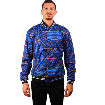 Blue Sotho African Bomber Jacket by Tribe Afrique - Tribe Afrique