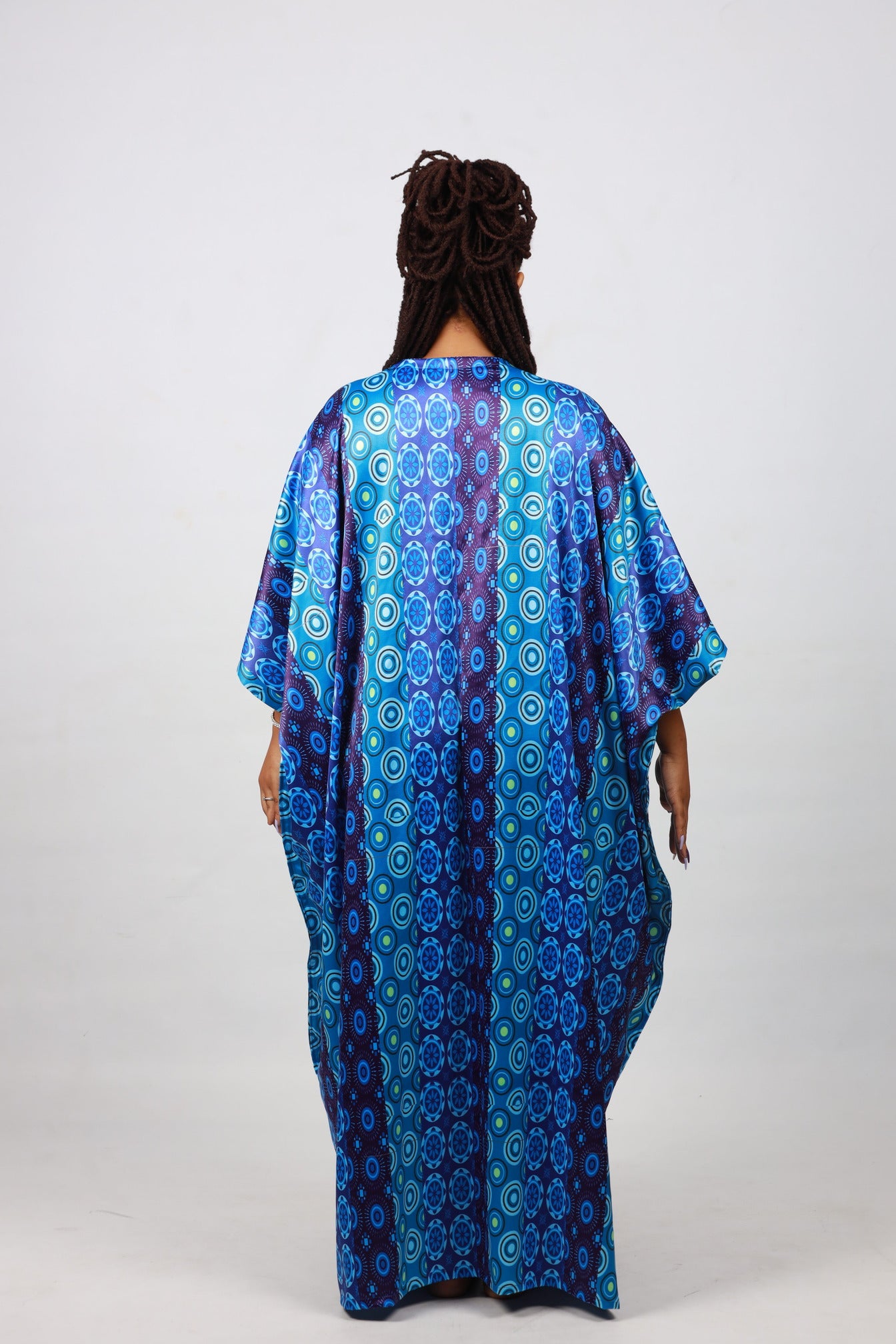 Blue Shweshwe Inspired African Bubu Dress by Tribe Afrique (Kaftan) - Tribe Afrique