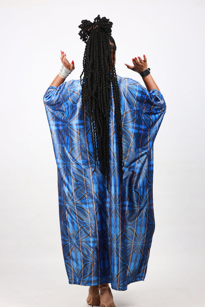 Blue Sotho African Bubu Dress by Tribe Afrique (Kaftan) - Tribe Afrique